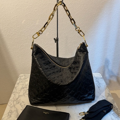 LV M12068黑壓紋 Coussin HOBO MM兩用包
