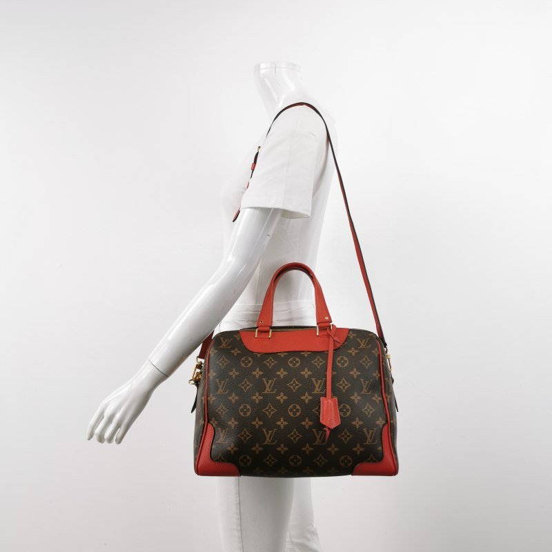 Louis Vuitton(LV)Retiro牛皮老花鉚釘邊角保齡球包單肩包-1