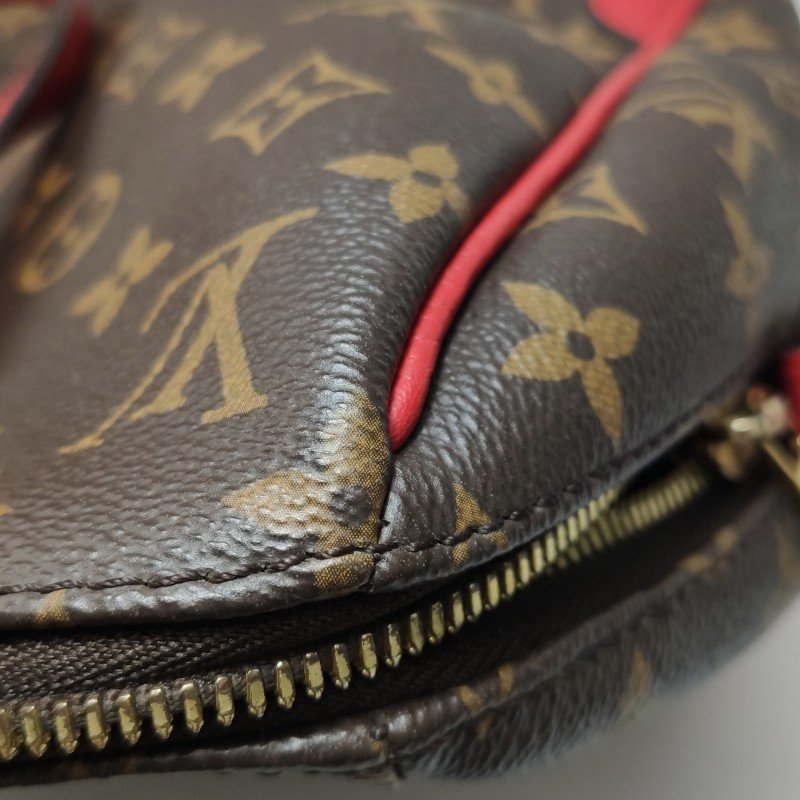 Louis Vuitton(LV)Retiro牛皮老花鉚釘邊角保齡球包單肩包-16