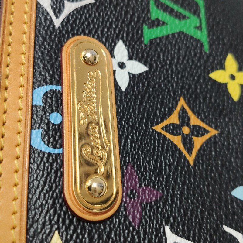 Louis Vuitton(LV)Milla植鞣革黑三彩銘牌徽標麻將包手提包-10