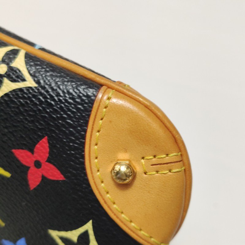 Louis Vuitton(LV)Milla植鞣革黑三彩銘牌徽標麻將包手提包-13