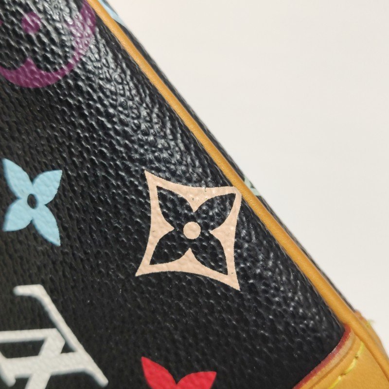 Louis Vuitton(LV)Milla植鞣革黑三彩銘牌徽標麻將包手提包-15