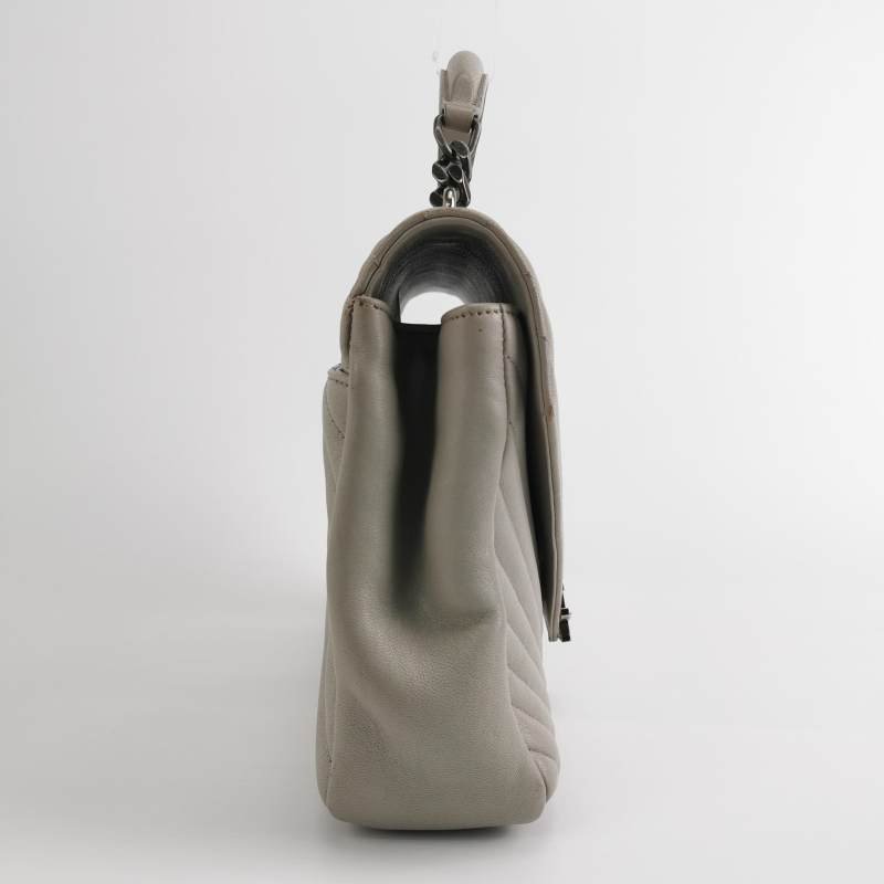 Saint Laurent College羊皮純色V紋YSL標誌單肩包-3