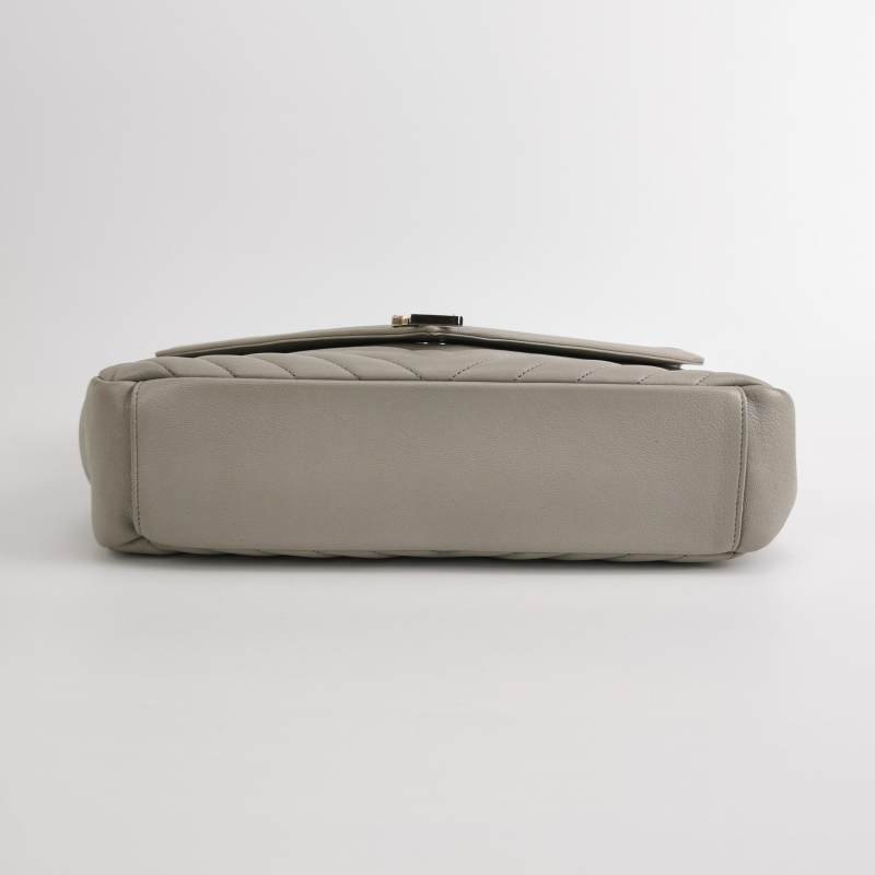 Saint Laurent College羊皮純色V紋YSL標誌單肩包-5