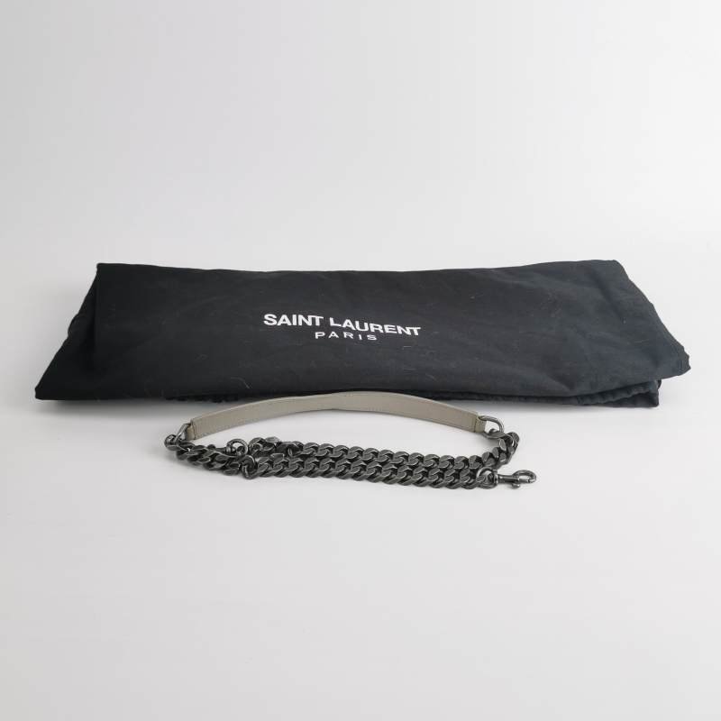 Saint Laurent College羊皮純色V紋YSL標誌單肩包-8