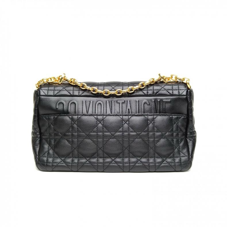 DIOR Caro中號25.5黑色牛皮金扣肩背包2021-2