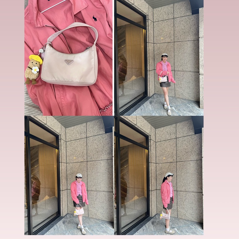 Prada hobo腋下包 櫻花粉-10