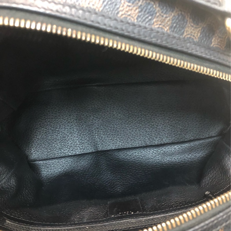 CELINE Vintage 黑花半月雙帶手提袋 XC253-15
