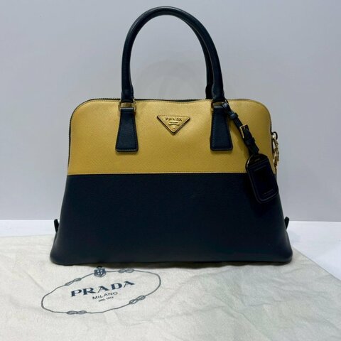 PRADA Saffiano Lux撞色手提包
