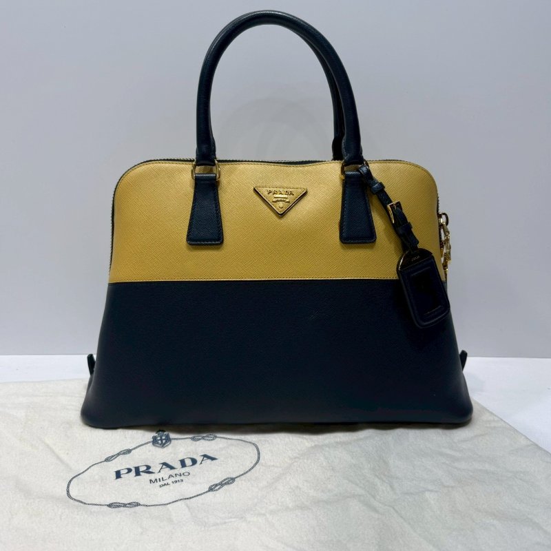 PRADA Saffiano Lux撞色手提包-0
