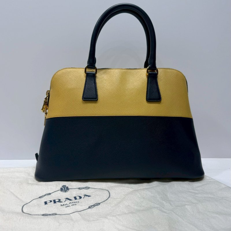 PRADA Saffiano Lux撞色手提包-1