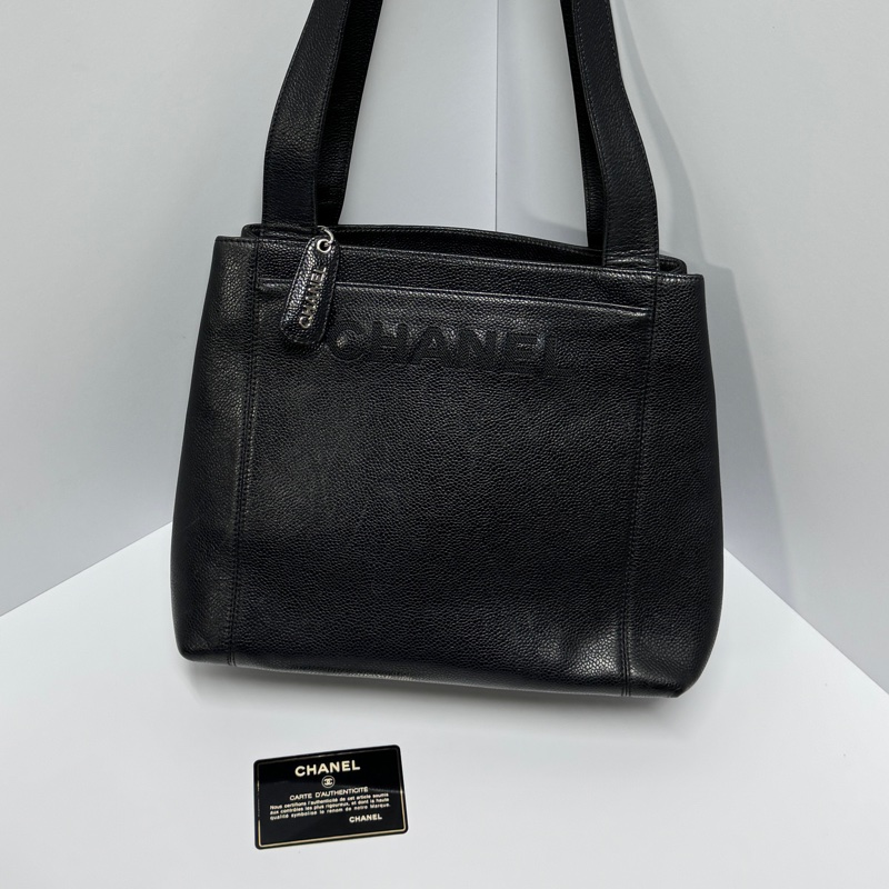 【超！級！新】 Chanel 黑銀 魚子醬牛皮 肩背托特包👜 （專櫃261,300）-19