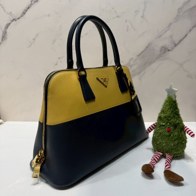 PRADA Saffiano Lux撞色手提包-3