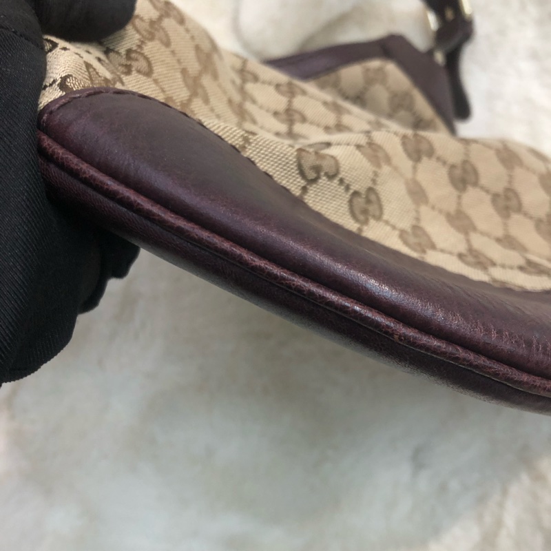 Gucci 老花布面拼啡色皮XC251-11