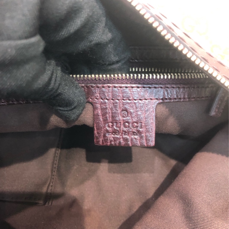 Gucci 老花布面拼啡色皮XC251-17