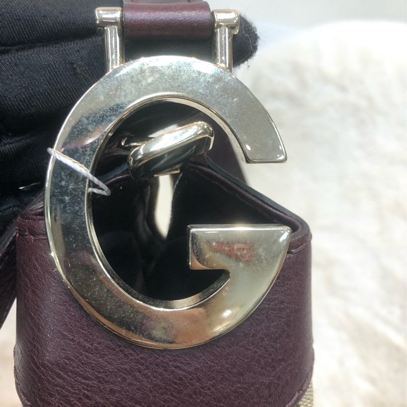 Gucci 老花布面拼啡色皮XC251-12