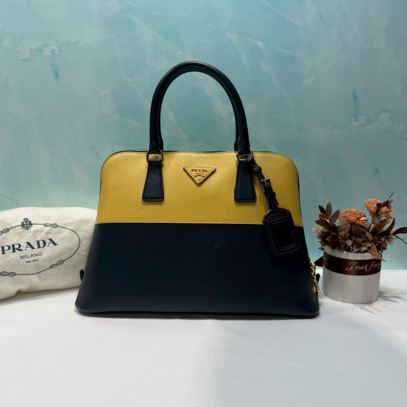 PRADA Saffiano Lux撞色手提包-0