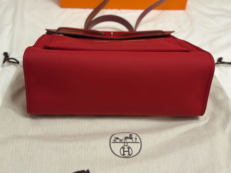 Hermès 愛馬仕 HerBag 31 （D刻/石榴紅/銀扣） 手提/肩背兩用包-15