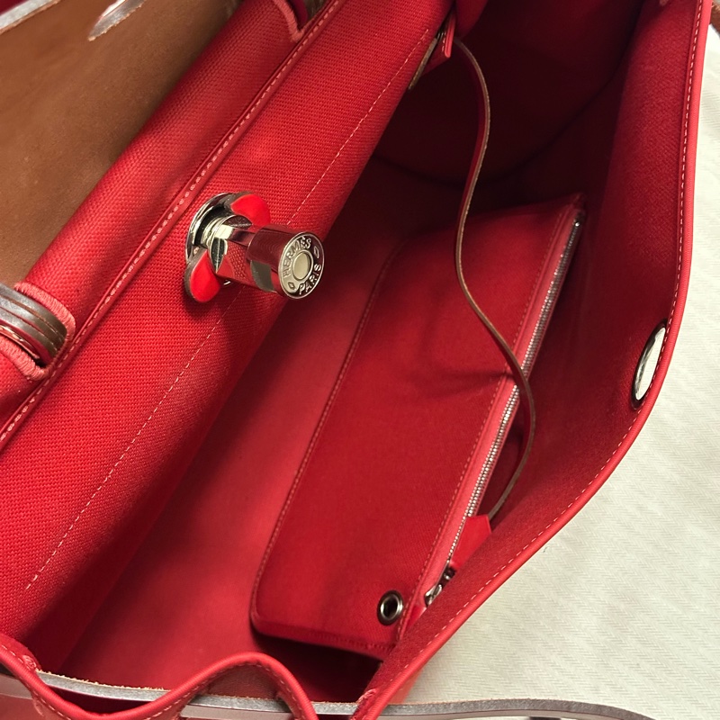 Hermès 愛馬仕 HerBag 31 （D刻/石榴紅/銀扣） 手提/肩背兩用包-20