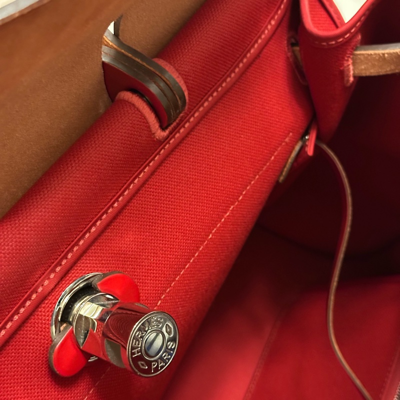 Hermès 愛馬仕 HerBag 31 （D刻/石榴紅/銀扣） 手提/肩背兩用包-24