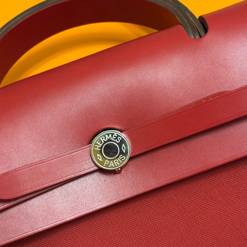 Hermès 愛馬仕 HerBag 31 （D刻/石榴紅/銀扣） 手提/肩背兩用包-25