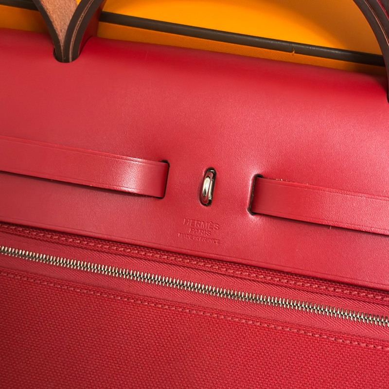 Hermès 愛馬仕 HerBag 31 （D刻/石榴紅/銀扣） 手提/肩背兩用包-27