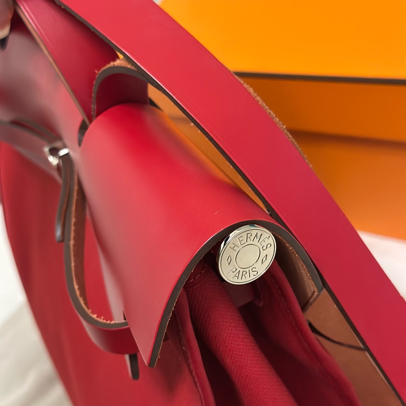 Hermès 愛馬仕 HerBag 31 （D刻/石榴紅/銀扣） 手提/肩背兩用包-28