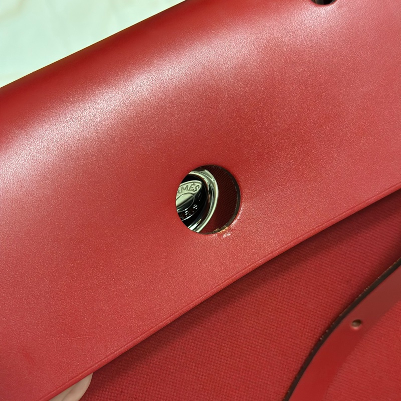 Hermès 愛馬仕 HerBag 31 （D刻/石榴紅/銀扣） 手提/肩背兩用包-34