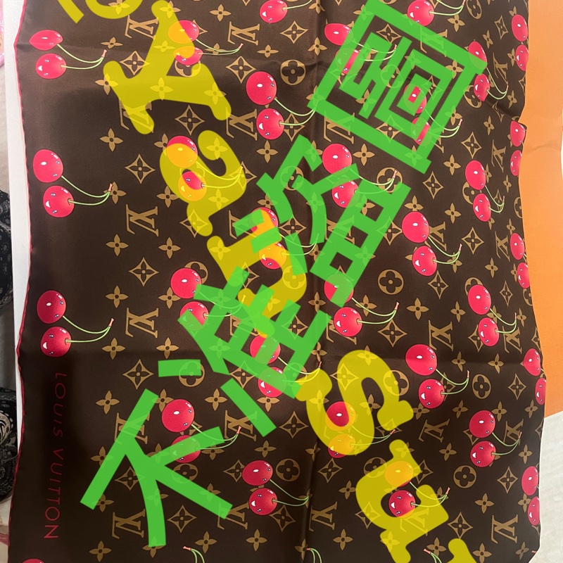 Louis Vuitton LV x TM 村上隆 櫻桃 車厘子90*90cm 絲巾 歐陽娜娜同款 桑蠶絲-6