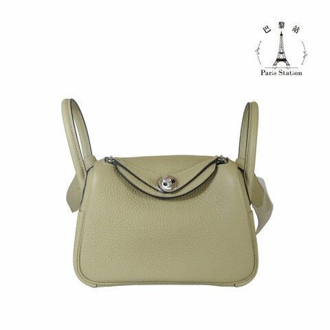 【巴黎站二手名牌專賣店】＊現貨＊HERMES 愛馬仕 真品＊K刻風衣灰銀釦MINI LINDY手提肩背包