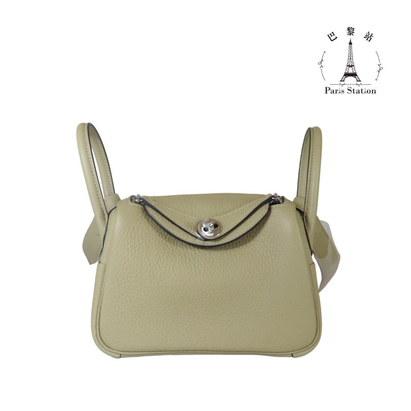 【巴黎站二手名牌專賣店】*現貨*HERMES 愛馬仕 真品*K刻風衣灰銀釦MINI LINDY手提肩背包-0