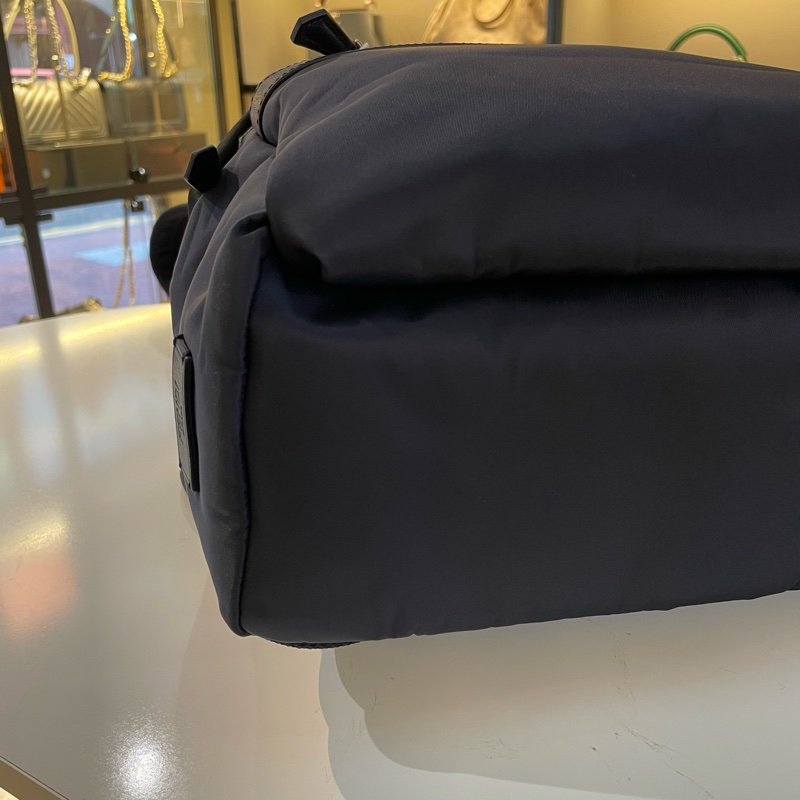 Fendi芬迪 一撮毛小怪兽帆布拼豹皮 黑色尼绒拼皮双肩包旅行包 容量大满足旅游出行 通勤百搭款 男女通用-5