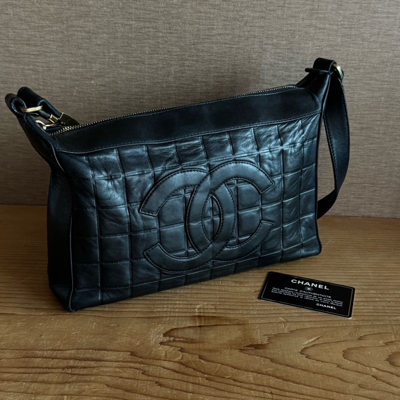 Chanel 冰格黑金單肩包-0