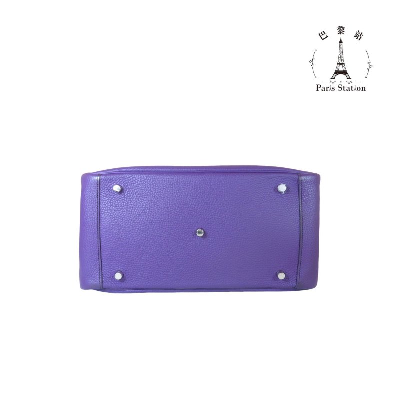 【巴黎站二手名牌專賣店】*現貨*HERMES 愛馬仕 真品*🅀刻紫黑雙色銀釦LINDY 34手提肩背包-2