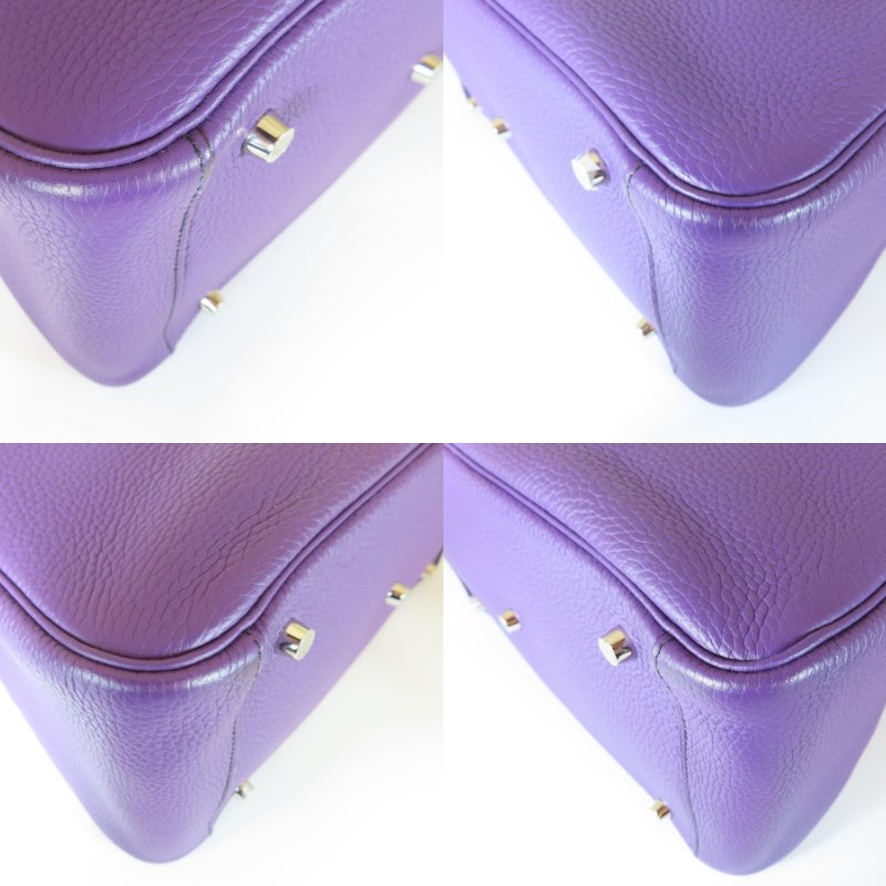 【巴黎站二手名牌專賣店】*現貨*HERMES 愛馬仕 真品*🅀刻紫黑雙色銀釦LINDY 34手提肩背包-4