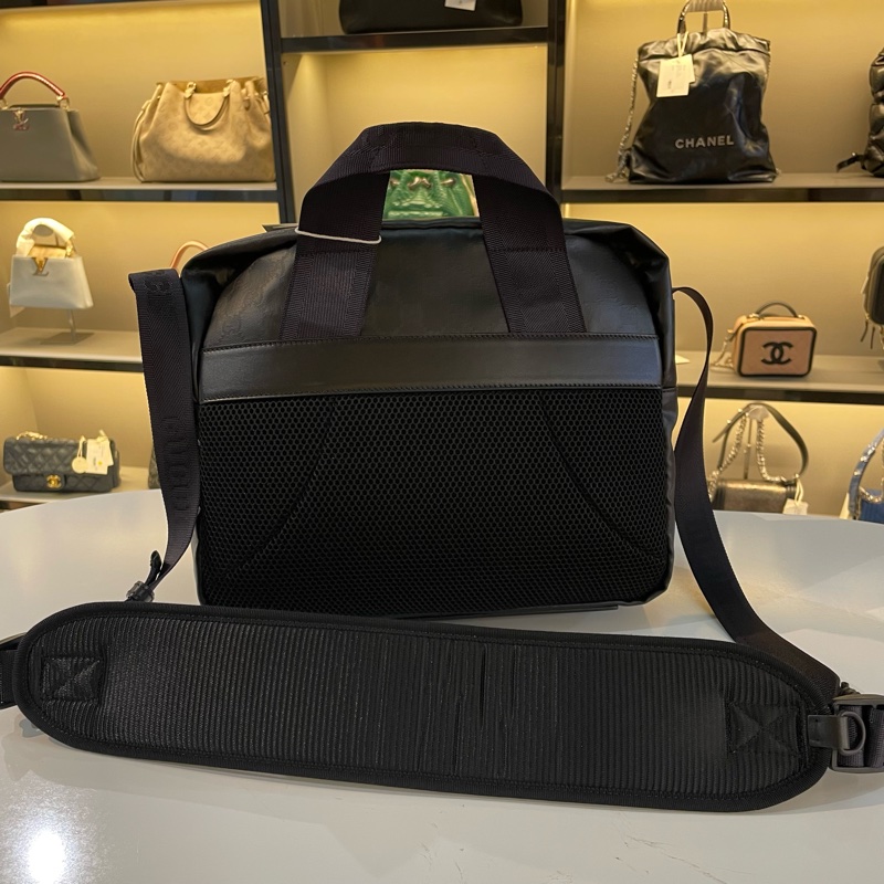 Gucci 款黑色水晶皮双层邮差-2