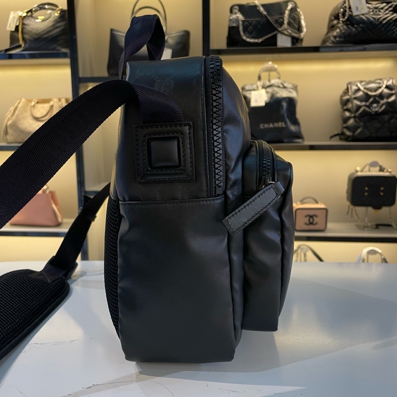 Gucci 款黑色水晶皮双层邮差-4