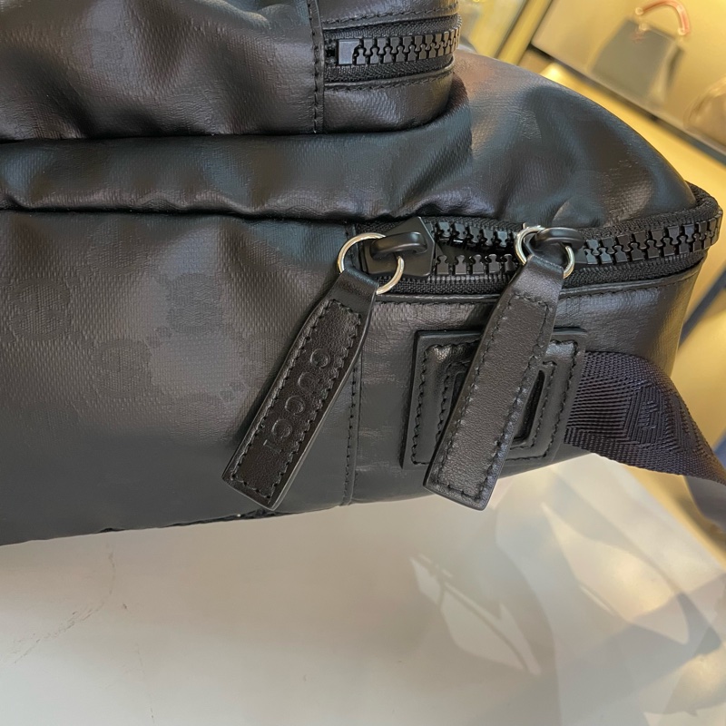 Gucci 款黑色水晶皮双层邮差-6