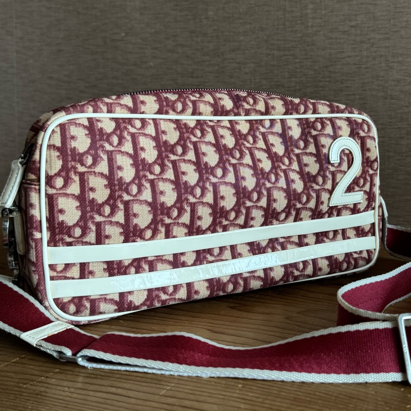 Dior 酒紅色數字老花側背包-5