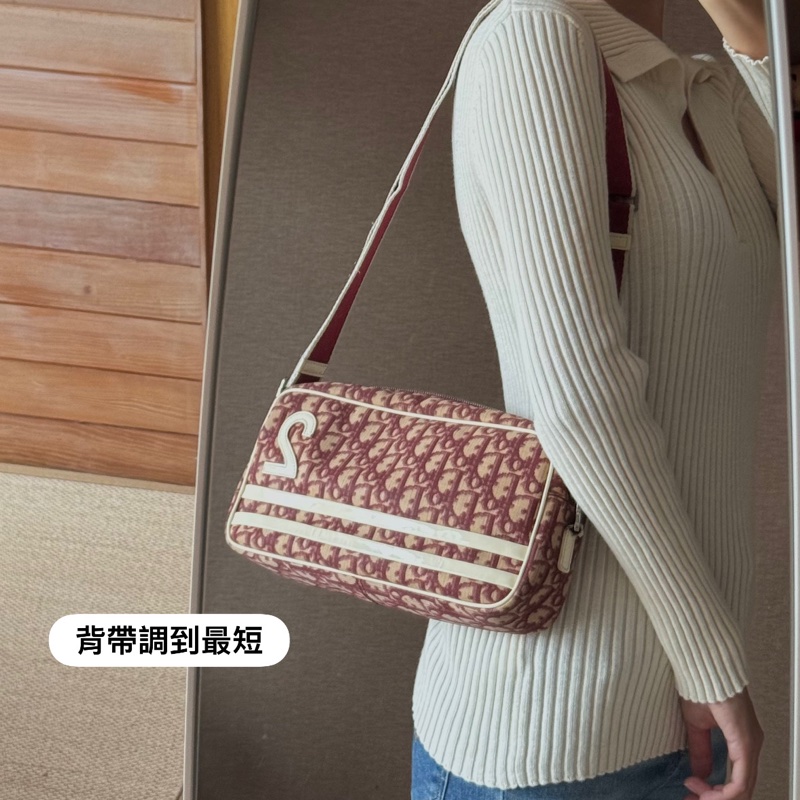 Dior 酒紅色數字老花側背包Monogram Trotter No. 2-2