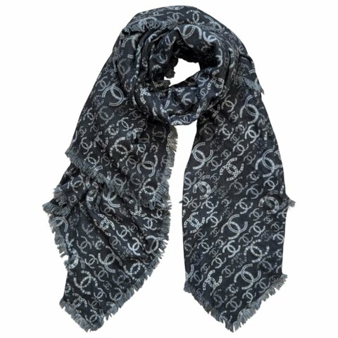 CHANEL CC 雙面 純羊絨 圍巾 披肩