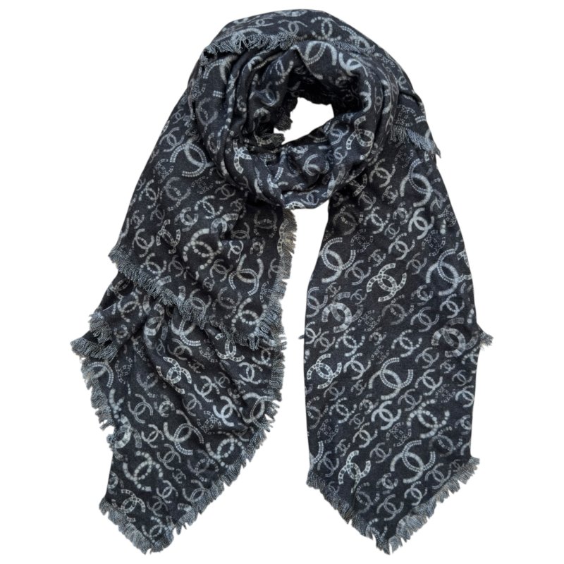 CHANEL CC 雙面 純羊絨 圍巾 披肩-0