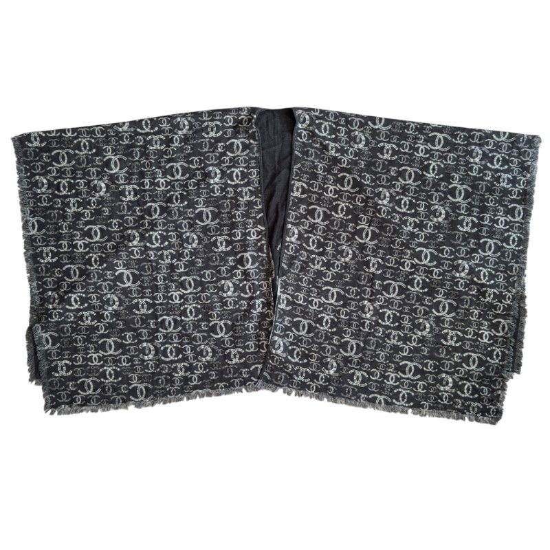 CHANEL CC 雙面 純羊絨 圍巾 披肩-1