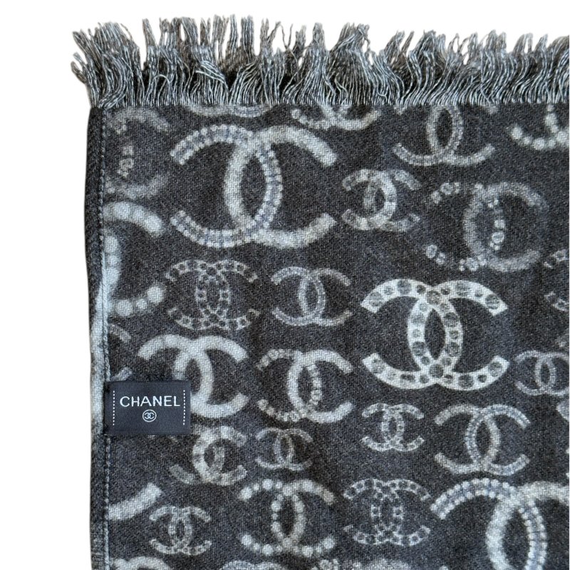 CHANEL CC 雙面 純羊絨 圍巾 披肩-5