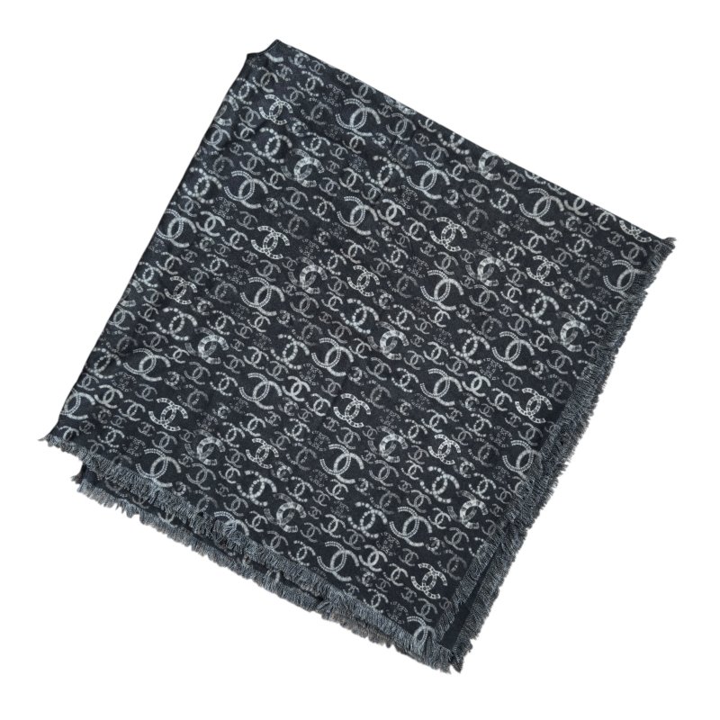 CHANEL CC 雙面 純羊絨 圍巾 披肩-4