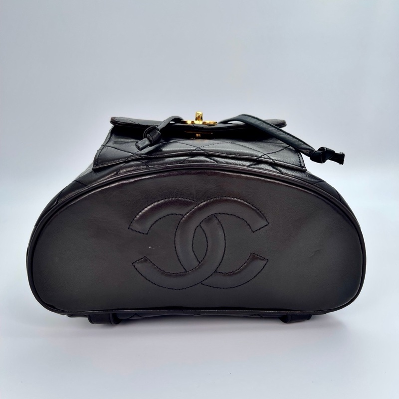 「JL精品代購」香奈兒黑金羊皮duma雙肩包-7