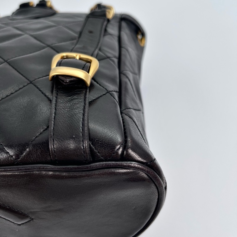 「JL精品代購」香奈兒黑金羊皮duma雙肩包-11