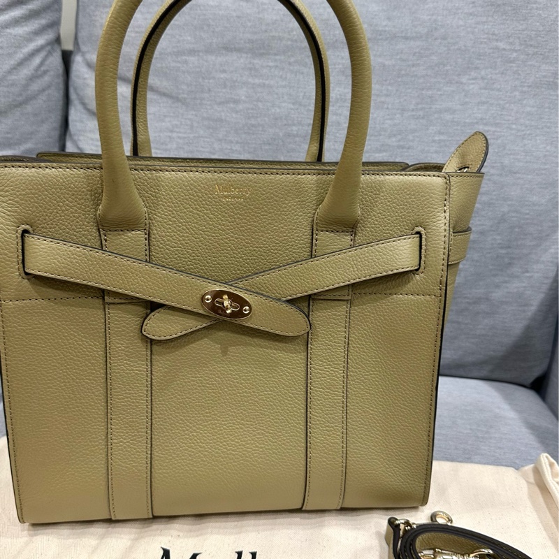 英國品牌 Mulberry Small Bayswater 橄欖綠手提包 附背帶 防塵袋-0