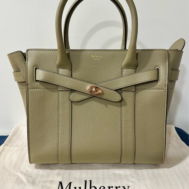 英國品牌 Mulberry Small Bayswater 橄欖綠手提包 附背帶 防塵袋-0