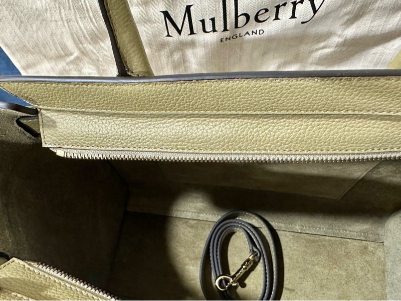 英國品牌 Mulberry Small Bayswater 橄欖綠手提包 附背帶 防塵袋-3